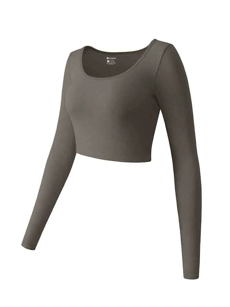Women's Yoga Top Long Sleeved Round Neck Sports Wear Fitness Running Seamless Gym Woman Sport Shirt Female Workout Tops T-shirt