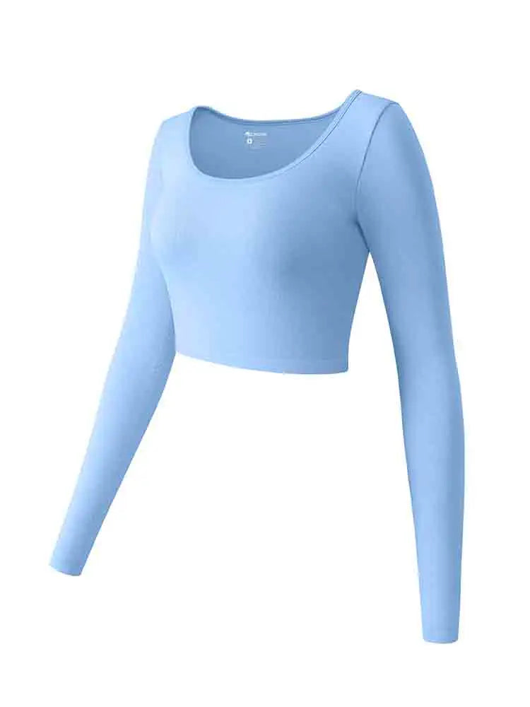 Women's Yoga Top Long Sleeved Round Neck Sports Wear Fitness Running Seamless Gym Woman Sport Shirt Female Workout Tops T-shirt