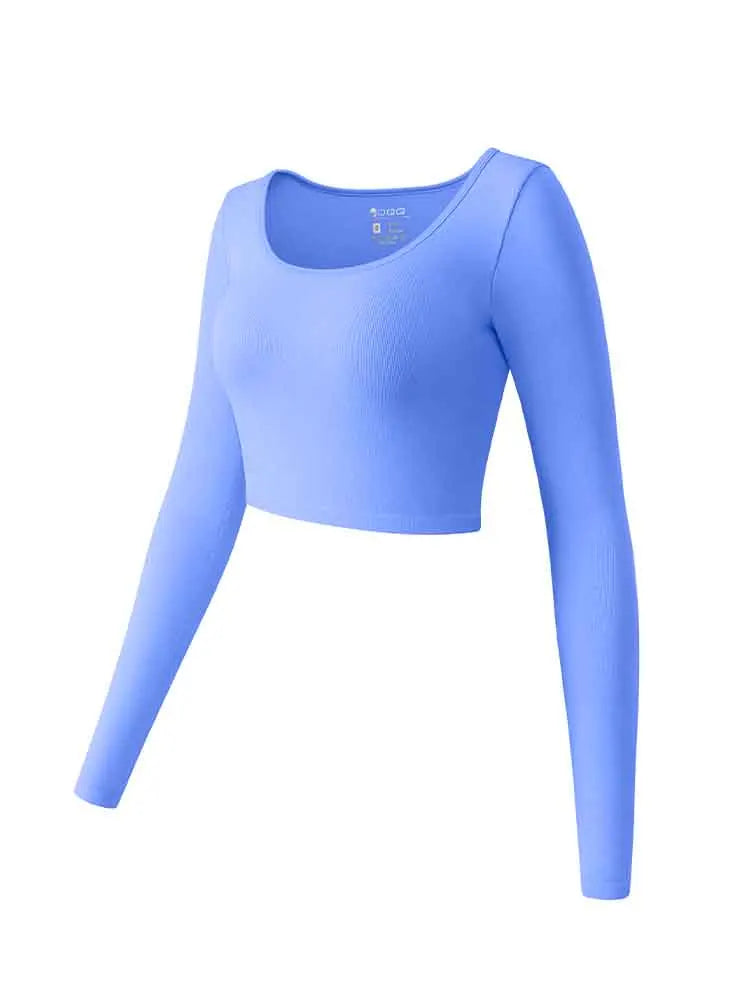Women's Yoga Top Long Sleeved Round Neck Sports Wear Fitness Running Seamless Gym Woman Sport Shirt Female Workout Tops T-shirt